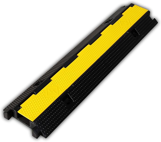 1 Pack Rubber Cable Ramp Hose Cable Protector Ramp 1 Channel 22000Lbs Load Capacity Traffic Speed Bump Wires Power Lines Extension Cord Cover for Indoor Outdoor