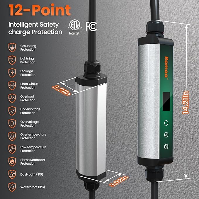 Level 2 EV Charger 40A EV Charger 240V 9.6kW Fast Charging, App Control, NEMA 14-50 Plug & 25ft J1772 Charging Cable, Indoor/Outdoor Portable EVSE for Home, ETL/FCC Certified