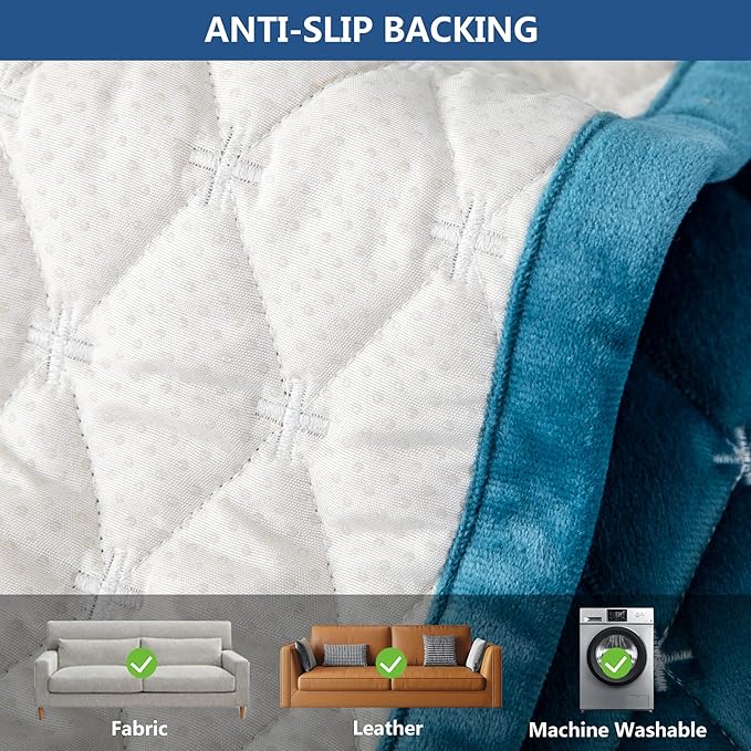 Eismodra Couch Cover,Sectional Couch Covers,Sofa Covers for 3 Cushion Couch,Anti-Slip Sofa Slipcovers for Dogs Cats Kids Loveseat Recliner L Shaped Armrest Backrest,Blue 36''x94''(Only 1 Piece)