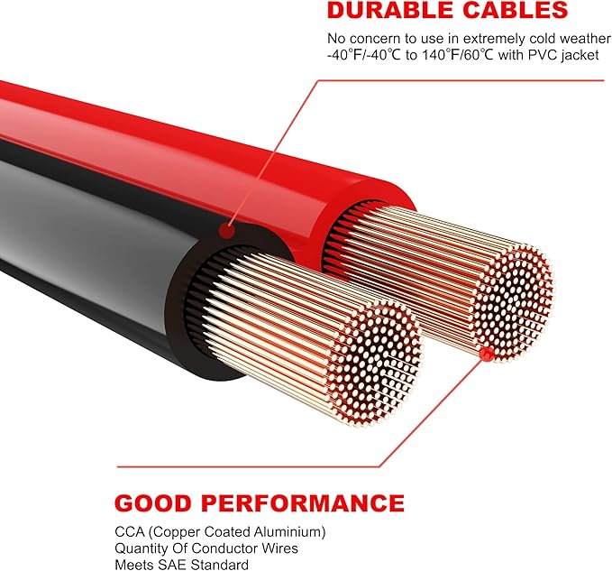 Jumper Cables 4 Gauge 25 Feet Battery Jumper Cables for Car -40℉ to 140℉ - Heavy Duty Booster Cables with Carry Bag, Safety Gloves and Iron Brush (4AWG x 25FT)