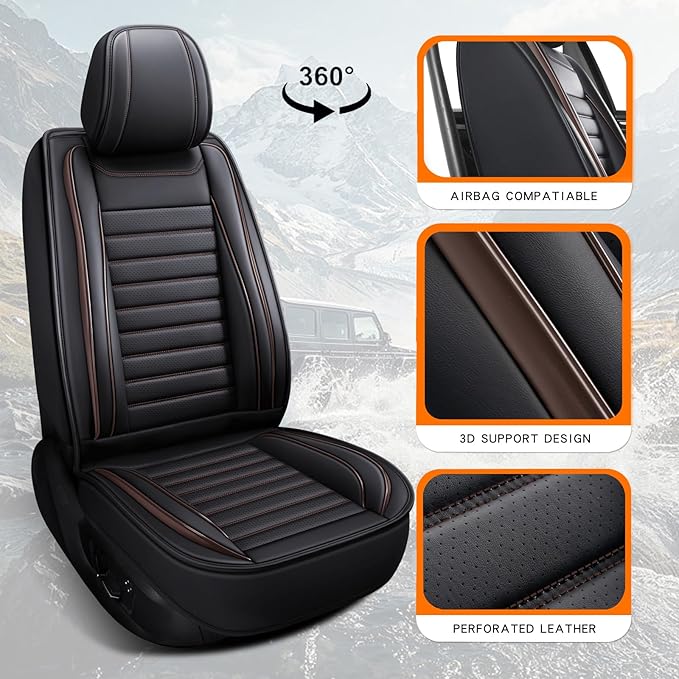 Car Seat Covers,Car Seat Protector Waterproof,Seat Covers Front, Car Seat Protectors,Automotive Seat Covers Fit for Most Cars Brown