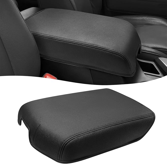 Center Console Cover for Toyota Tundra Accessories 2007-2013 & Toyota Sequoia 2008-2022, Vinyl Leather Car Armrest Protector, Anti-Scratch, Black