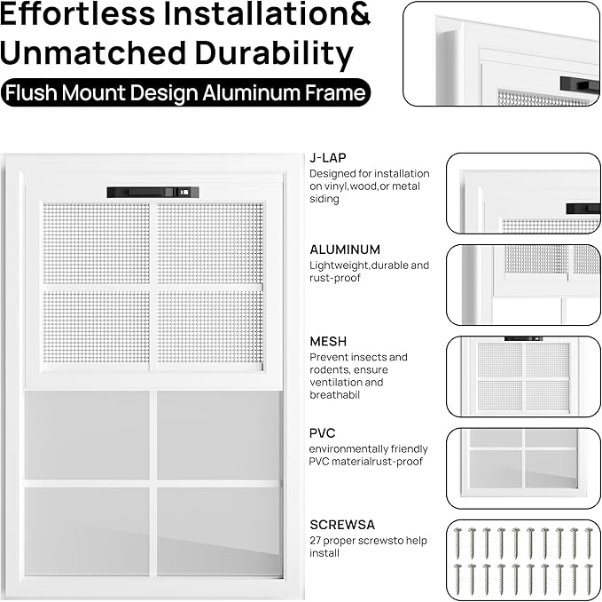 2 Pack 12" x 18"Shed Window, with Tempered Glass and Fiberglass Screen for Shed, Chicken Coop, Playhouse, Household, Garage