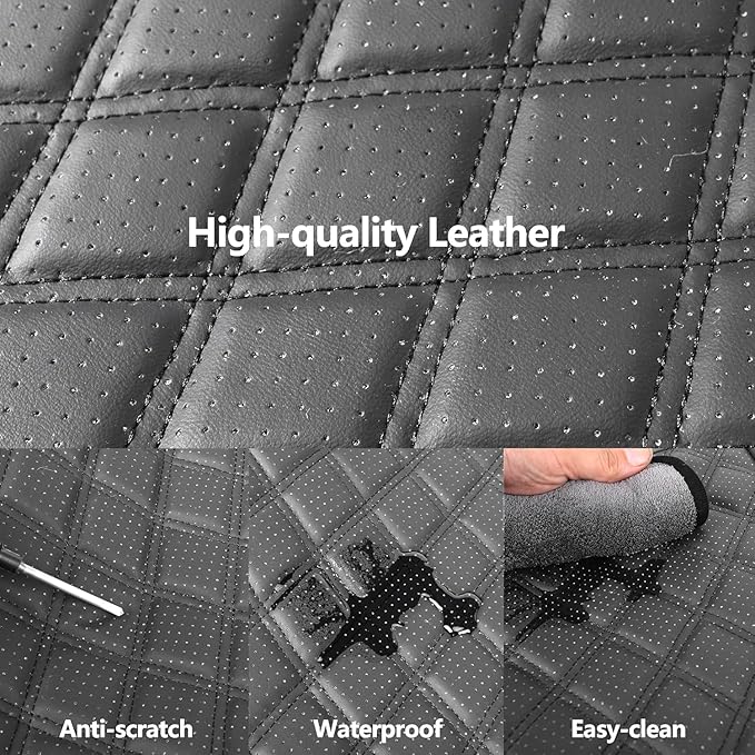 Car Seat Covers Full Set,Breathable and Waterproof Napa Leather Car Seat Cover,Interior Universal Fit for Cars,Sedans,SUVs,Vans,Trucks(Full Seat,Grey,N3)