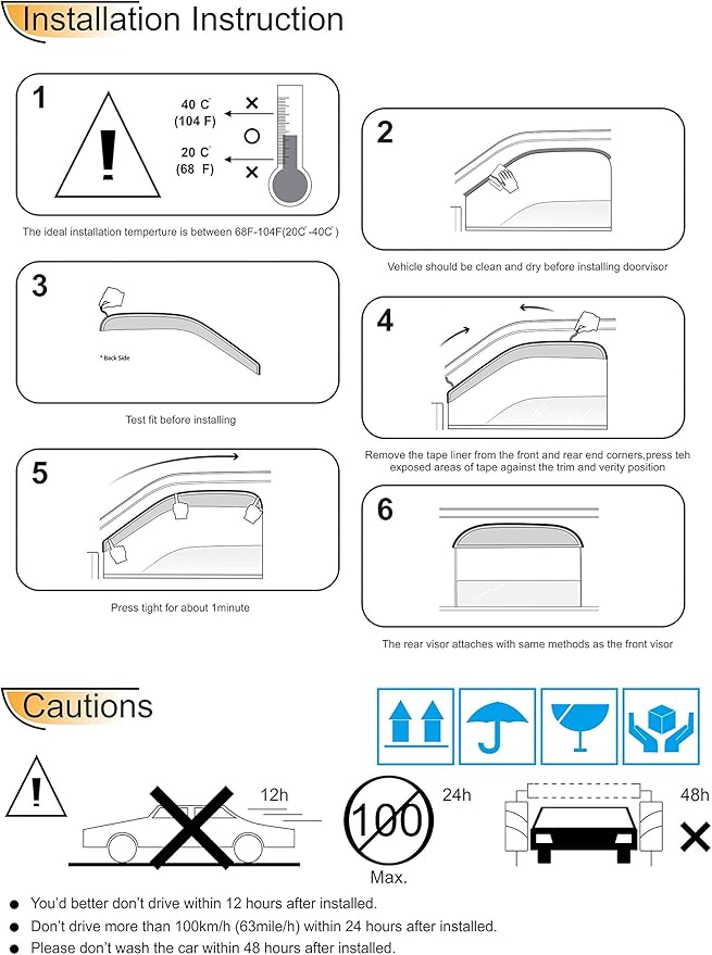 Side Window Wind Deflector, 4pcs Out-Channel Tape-On Nice Rain Guards Set, Window Visor fit for 2015-2022 Chevrolet Colorado Crew cab & 2015-2022 GMC Canyon Crew cab 94995