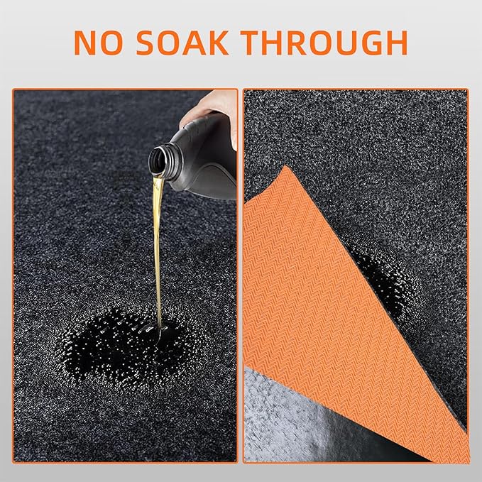 Garage mats for Floor Upgraded, 17 x 7.4 Ft, Garage Floor mats for Under car, Oil Spill mat, Absorb Oil Quickly，Reusable, Protects Floor 3mm TPR Non-Slip Thickening