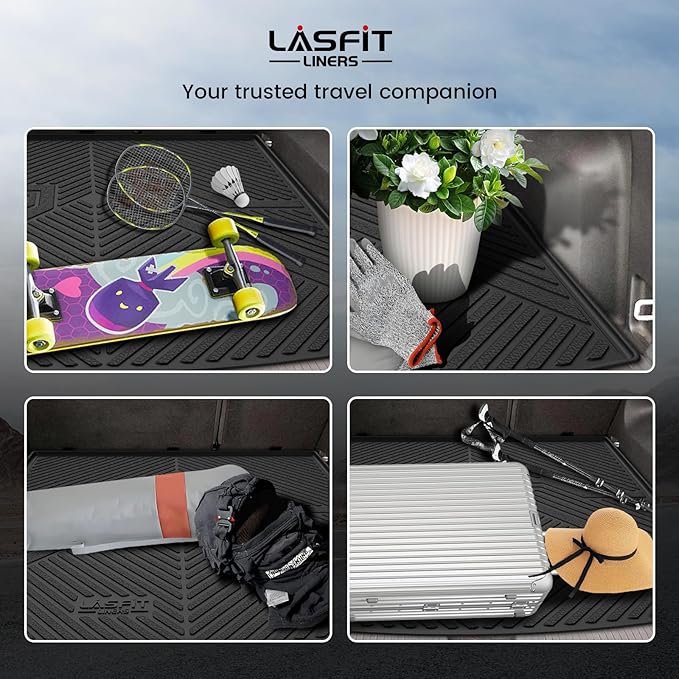 LASFIT Cargo Mat for Volkswagen Atlas Cross Sport 2020-2025, Custom Fit All-Weather TPE Rubber Trunk Mat for VW Accessories, Waterproof, Easy to Clean, Black