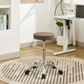 Adjustable Office Stool with Wheels 19.5’’-26.6’’, Brown Thick Cushion Backless Rolling Chair (Coffee Brown)