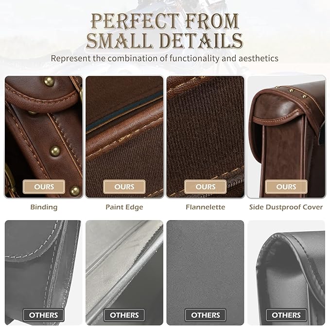 NICECNC Motorcycle Saddle Bags, PU leather Motorcycle Saddlebags, Reinforced Straps & Saddle Piece, with Cup Holder, Throw Over Saddle Bags Side Bags Universal Motorcycle Accessories, BROWN