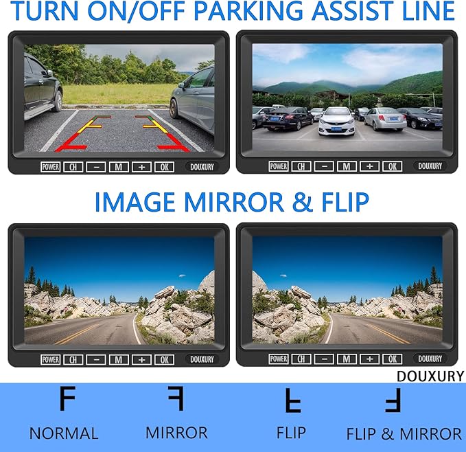 Wireless Backup Camera for RV Truck Trailer Camper Bus 5th Wheel 3 Rear/Side View Cameras 1080P 4-Split 7" Screen with Adapter for Furrion Pre-Wired Night Vision IP69 Waterproof 170° Wide View Angle