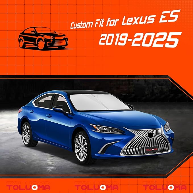 Custom Fit Windshield Sun Shade for Le-xus ES Sedan ES250 ES300h ES350 2019-2025 - Full Coverage, 210T Reflective Fabric, Double-Layer Design - Blocks 99% UV Rays, Easy to Install and Store
