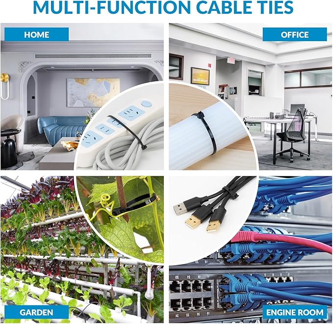 XINGO 12 Inch Black Zip Ties 1200 PCS, 75 LBS Tensile Strength, UV Resistant Cable Ties, Premium Self-locking Plastic Ties for Indoor and Outdoor Use