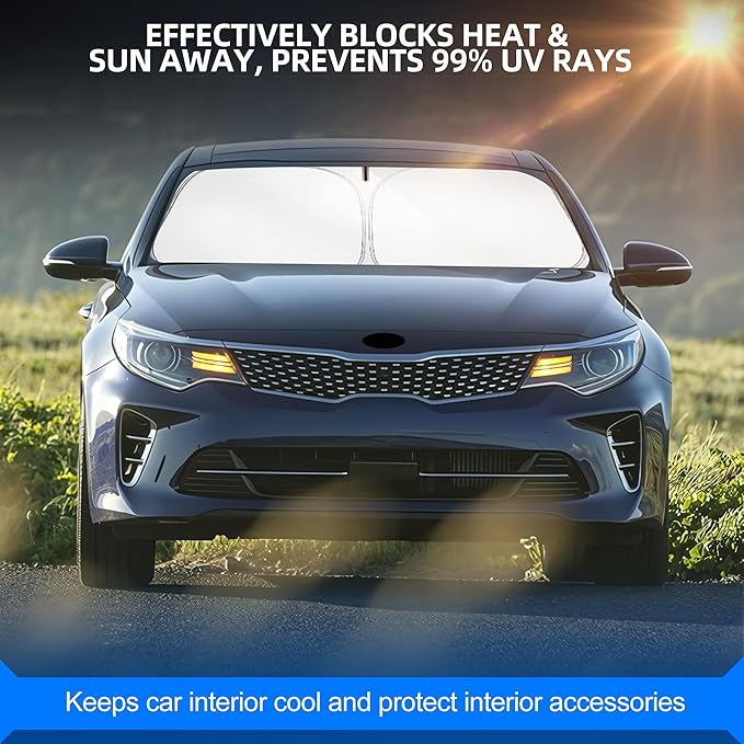 Windshield Sun Shade for Kia Optima 2016-2020 Foldable Sunshade Custom Fit Front Window Car Interior Accessories Protector Blocks UV Rays