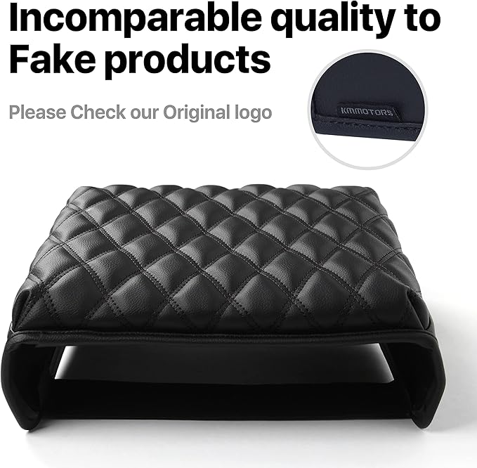 KMMOTORS F150 Center Console Cover, Thick Armrest Cushion, Interior Accessories, Funda para consola de coche, Vegan Leather, Armrest Protector (2015~2020, Full Cover), F150 Accessories