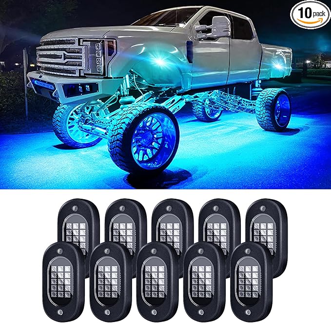 Honalia LED Rock Lights for Trucks 10 Pods, RGB Rock Lights Kits for UTV with Music Mode for ATV UTV RZR