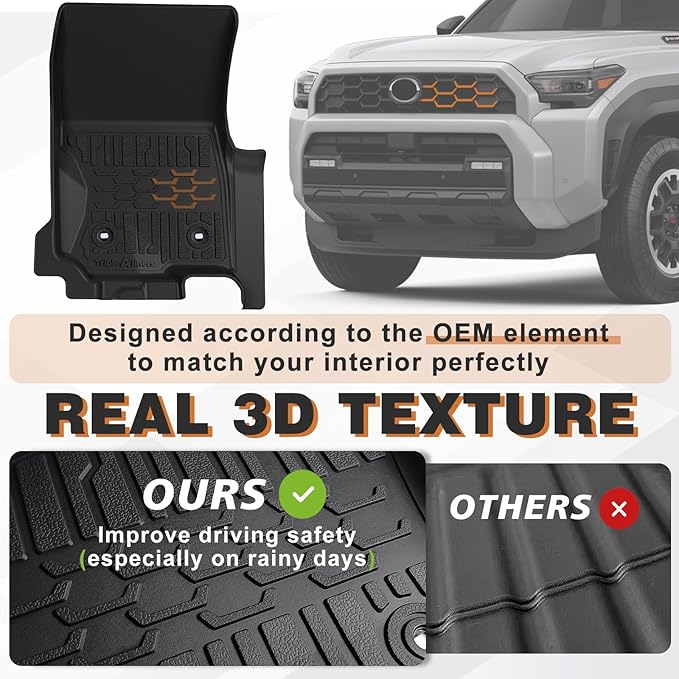 TripleAliners Floor Mats All Weather Liners Compatible with Toyota 2025 4Runner Accessories Custom Fit TPE Heavy-Duty 1st & 2nd & 3rd Row Waterproof Anti-Slip Floor Liners (7 Seats ONLY)