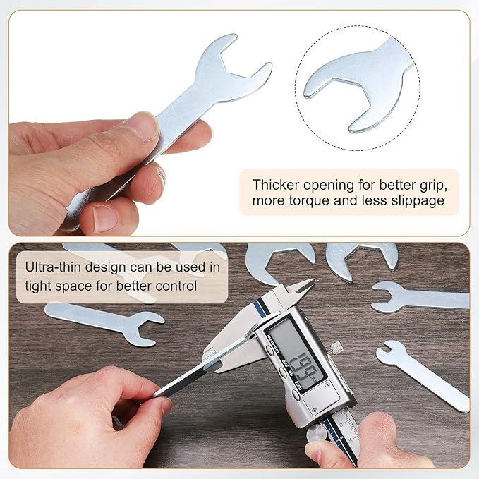 HARFINGTON 10pcs Small Wrench 17x108x2mm Metric U-Shaped Single Open Ended Spanner Super Thin Flat Head Galvanizing Wrench for Automotive Repair Furniture Assembly
