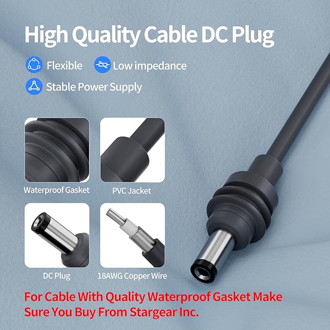 Starlink Gen 3 Power Cord 12V to 57V 4.5A Converter for Starlink Gen 3 Router 12V (10-36V) Step-Up Adapter DC Male Plug Cable for RV No Worry About Voltage Drop or Rise