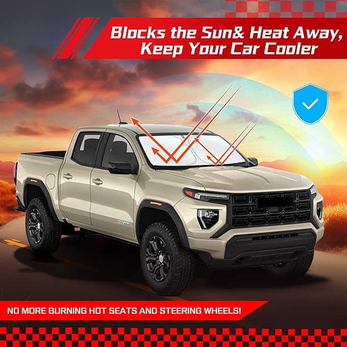 ARISMOTOR Windshield Sun Shade for GMC Canyon 2023-2025, Custom Fit Foldable Front Window Sunshade Sun Visor Protector, Block UV Rays Keep Your Car Cooler