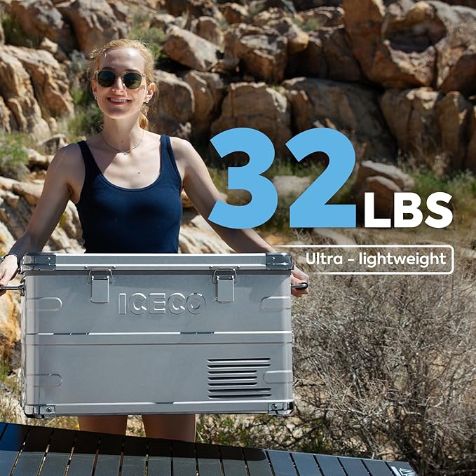 ICECO APL35 12 Volt Car Refrigerator, 37 Quart (30 Liter) Light Duty Aluminum 12v Portable Fridge Freezer, SECOP Nano Compressor, -4℉~68℉, 12/24V DC, 100-240V AC for Outdoor, Camping, RV, Truck, Boat