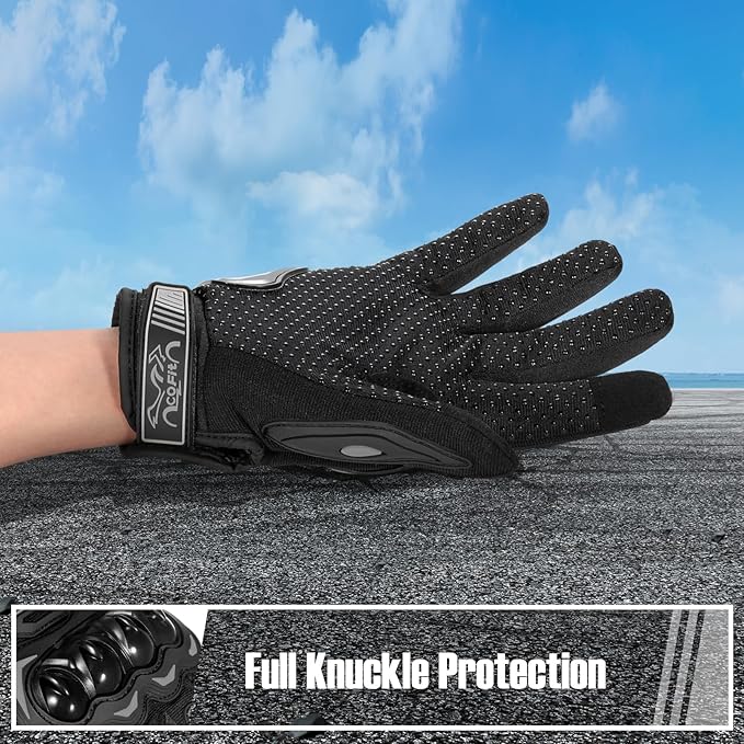 COFIT Motorcycle Gloves Breathable, Touchscreen Motorbike Gloves Anti-Slip with Good Grip Hard Knuckles Protection for Men Women Motocross, BMX ATV MTB Cycling, Road Racing - Black XXL