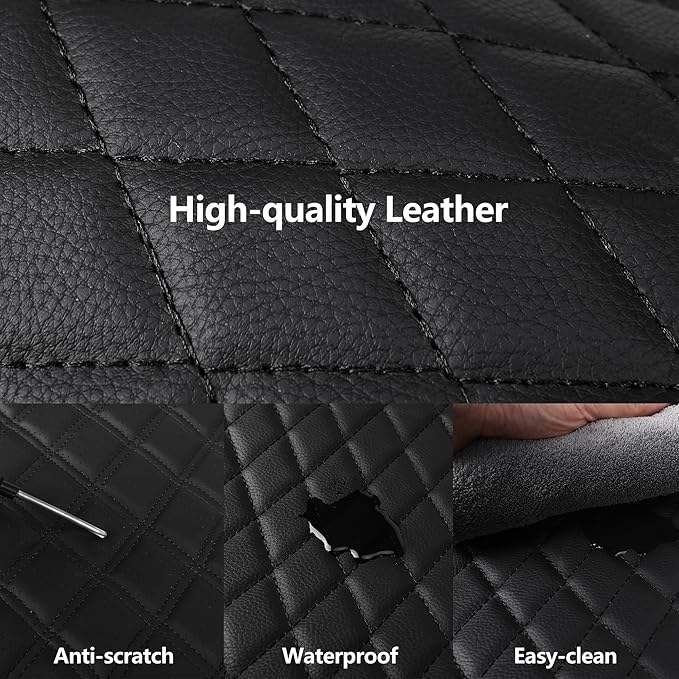 Car Seat Covers,Breathable and Waterproof Front Seat Covers,Luxury PU Universal Fit Automotive Airbag Compatible for Cars Sedans SUV and Truck(2 Pieces,Front Seat,Black+Red,N1)