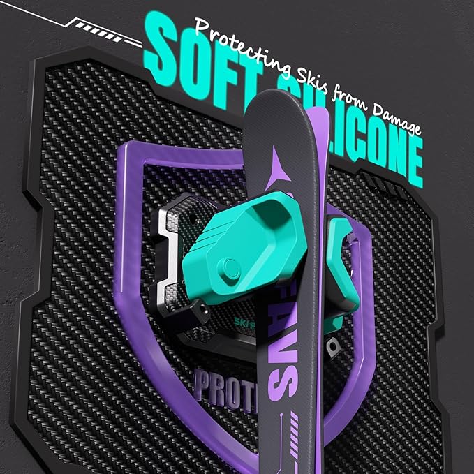 Ski & Snowboard Wall Rack for Garage Wall Fits Any Ski/board, Ski Wall Mount Holders Damage-Free Storage Rack, Garage Organization Space-Saving Winter Gear Organizer, Green, 4 Pack