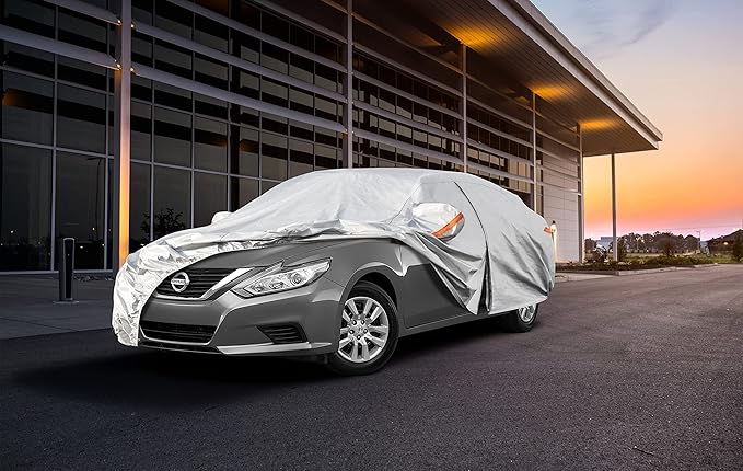Kayme 6 Layers Car Cover Custom Fit for Nissan Altima (2002-2025) Waterproof All Weather for Automobiles, Outdoor Full Cover Rain Sun UV Protection.Silver