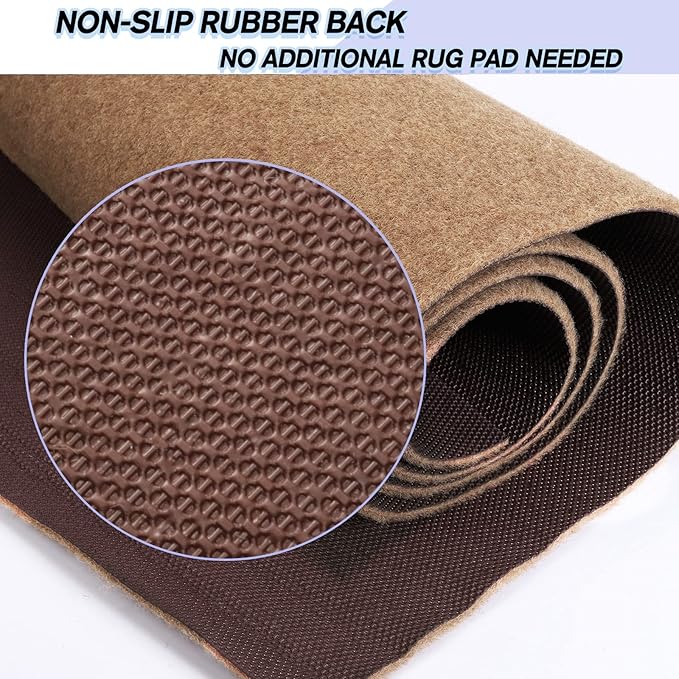 Custom Size Backed Non-Slip Area Rugs Runner, Easy Clean, Waterproof Runner Rugs for Hallway Entryway, Kitchen, Laundry, 3FT x 71FT, Beige