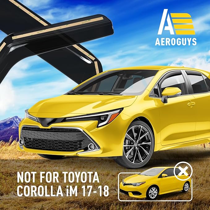 Extra Durable Window Deflectors in-Channel Window Visors Rain Guards Fit for Toyota Corolla 2020-2025 Hatchback, Sun Visors, Wind Vent for Shades, Exterior Car Accessories - 4 pcs. AG0910