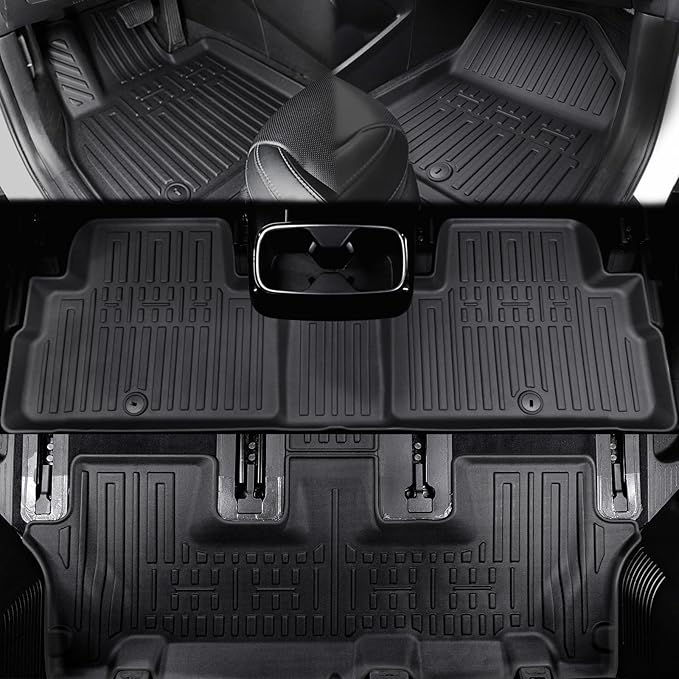 Floor Mats for Kia Telluride 2020-2024 2025 7-seat/8-seat Trunk Mat with Backrest Mat, All Weather TPE Cargo Liner Back Seat Cover Protector for 2025 Kia Telluride Car Accessories