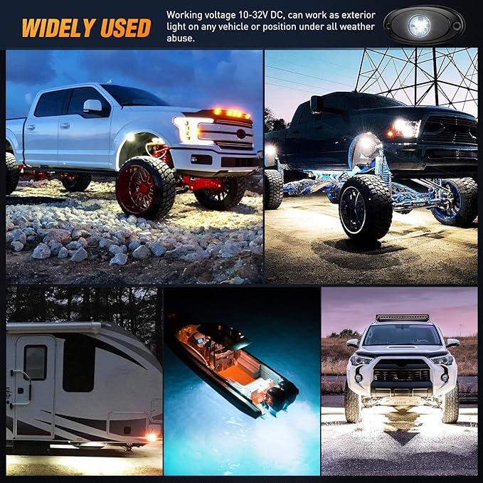 Nilight LED Rock Light 6PCS White Light Pods Waterproof Under Body Wheel Well Light Exterior Interior Lights for Car Truck Pickups ATV UTV SUV Motorcycle Boat, 2 Years Warranty