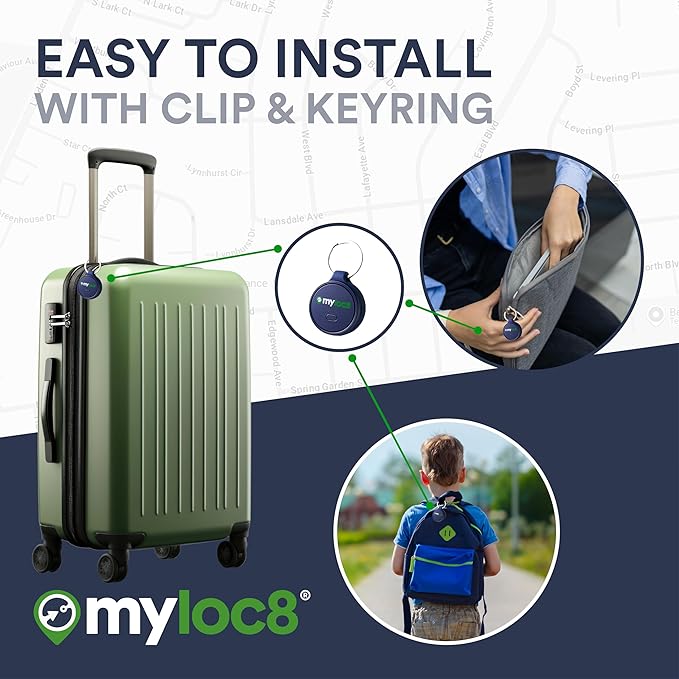 Highly Precise GPS Tracker for Keys, Backpack, Luggage & Kids – Built-in SIM, SOS Button - Smart Tag with Real-Time Tracking, Waterproof, iOS & Android Locator Device