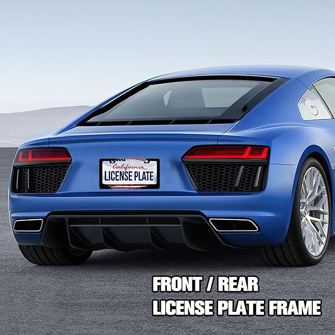 Personalized License Plate Frame American Flag Stainless Steel Accessory Patriotic License Plate Holder Funny Car Decorative 2 Holes Screws Fits Us Standard License Plates 12.2 X 6.3 in for Men Women