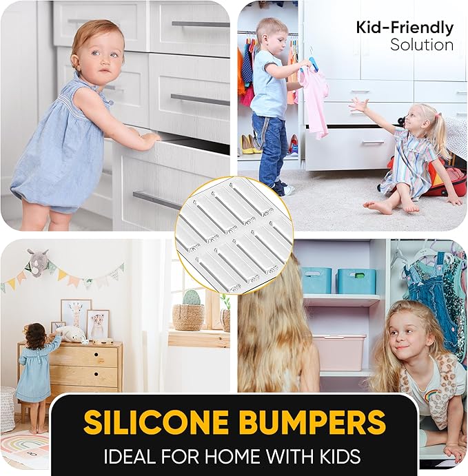 25 Door Slam Bumper Bars – Self-Adhesive Silicone Silencer Strips, Anti-Slam Noise Dampening Pads for Doors, Closets, Furniture, Soft Close Rattle Stopper, Door Protector – Vellax
