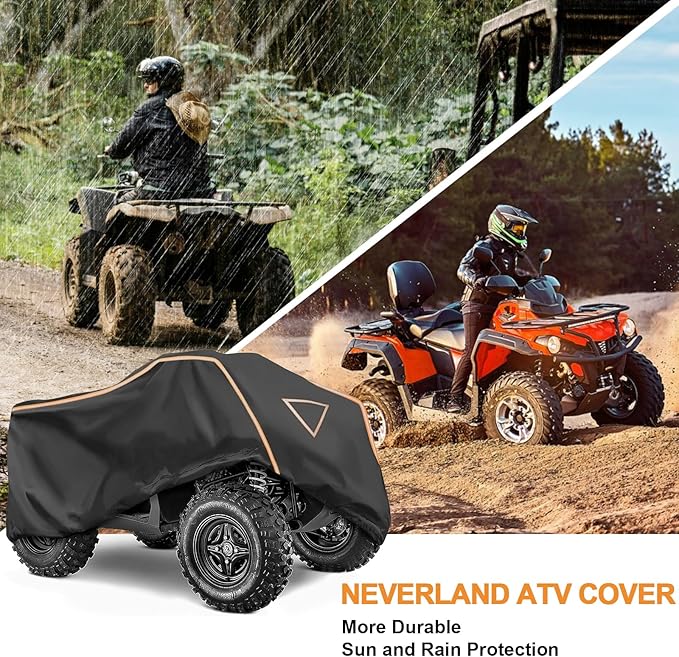 NEVERLAND ATV Cover Waterproof Outdoor - Heavy Duty ATV Covers Dustproof Anti-UV 4 Wheeler Cover All Weather Protection Four Wheeler Cover for Polaris Yamaha Suzuki Honda (Black Large)