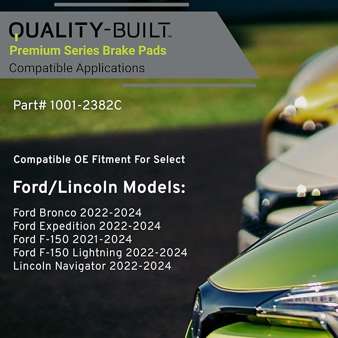 Premium Ceramic Front Brake Pads (1001-2382C) Compatible with Ford Bronco 2025-2022, Expedition 2024-2022, F-150 2025-2021, F-150 Lightning 2025-2022, Lincoln Navigator 2024-2022