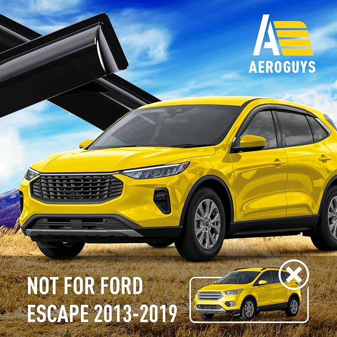 Extra Durable Window Deflectors Tape-On Window Visors Rain Guards Fit for Ford Escape 2020-2025, Sun Visors, Wind Vent for Shades, Exterior Car Accessories - 6pcs. AG0166