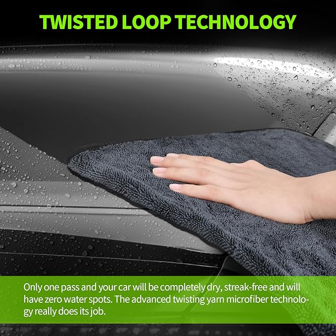 3-Pack Car Drying Towel, Ultra Absorbent Microfiber Towels for Cars (36" x 24"), Drying Towels Car Detailing, Streak Free, No Water Spots, Scratch-Free, with Storage Bag