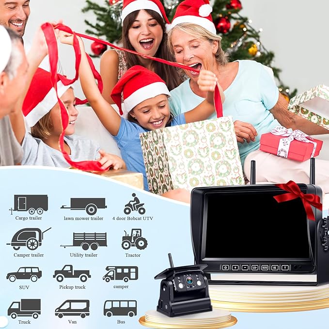 Dual RV Backup Camera Wireless for Trailer: Easy Setup Solar RV Rear View Camera with 7-inch Recording Monitor - 4 Channels Strong Magnetic HD 1080P Long-Battery Life for Camper, Truck, Fifth Wheel