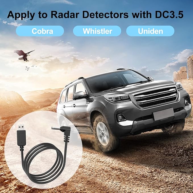 Radar Detector Cable, USB to DC3.5 Plug Cable,for Cobra Whistler Escort Valentine One Uniden Beltronics Radar Detector,Replacement Power Cable for Radar Detectors (DC3.5-3.3ft)