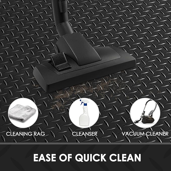 Garage Floor Mat, 16.4x3.2FT Diamond Plate Rubber Flooring Roll, PVC Non-Slip Floor Protector Mat, Thickness Waterproof Parking Mat for Under Car, Warehouse, Gyms, Trailer