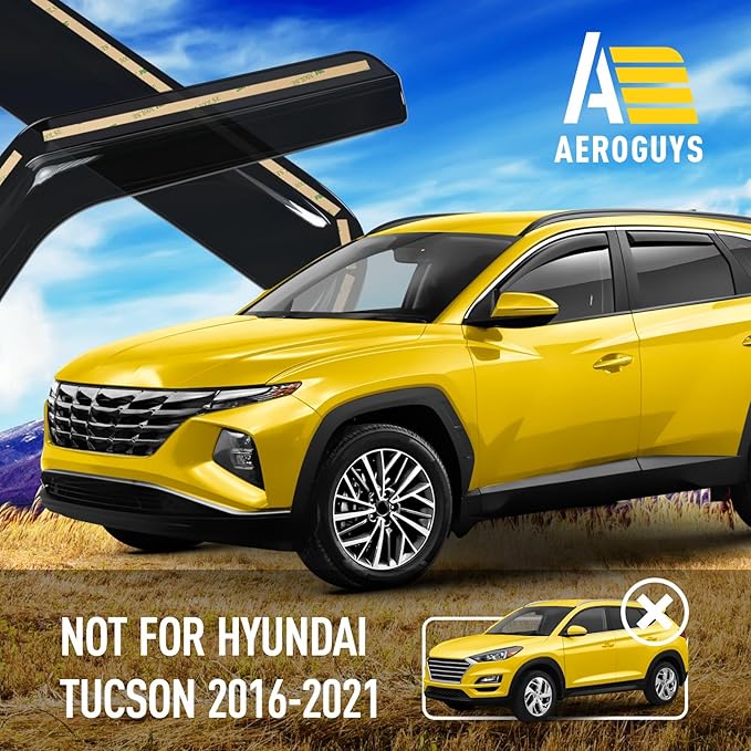 Extra Durable Window Deflectors in-Channel Window Visors Rain Guards Fit for Hyundai Tucson 2022-2025, Sun Visors, Wind Vent for Shades, Exterior Car Accessories - 4pcs. AG0943