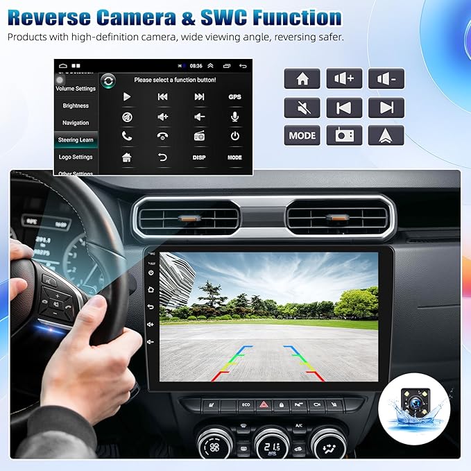 10.1Inch 2.5D HD Double Din Car Stereo Radio Receiver, Android Touch Screen MP5 Multimedia, Support GPS Navigation Bluetooth FM Radio+4 Led Lights Rear View Camera&Dual Mirror Link