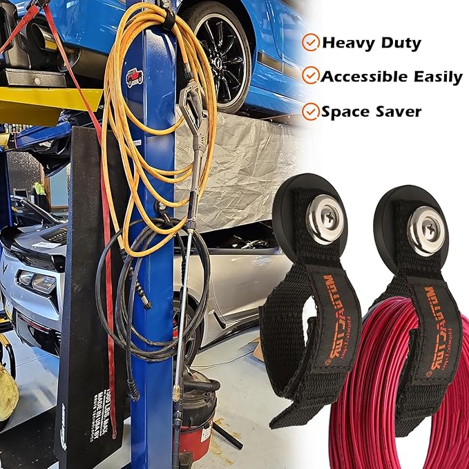 MUTUACTOR Magnetic Hooks Heavy Duty,4Pack Strong Magnetic Mount Garage Storage Magnets with Hooks,Non-Slip Magnets Extension Cord Organizer for Hoses,Electric Cables in Garage,Pick-up,RV and Workshop