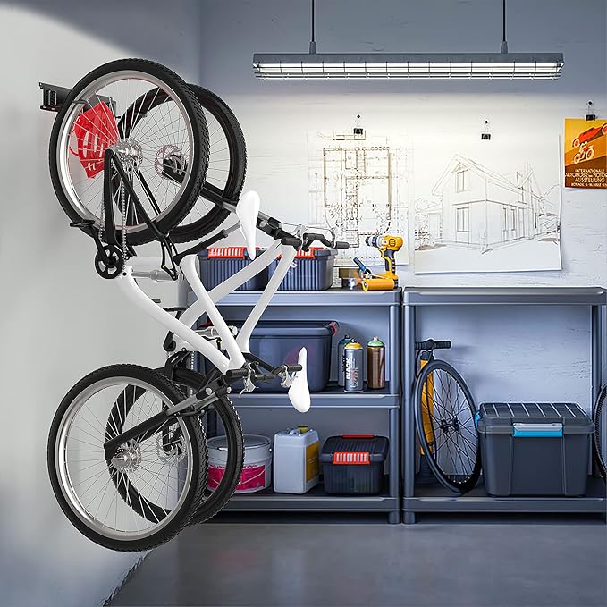 Ultrawall Bike Rack, Garage Bike Rack Wall Mount for 2 Bicycle and 1 Helmet, Heavy Duty Bike Storage for Home Space Saving Holds Up to 100lbs