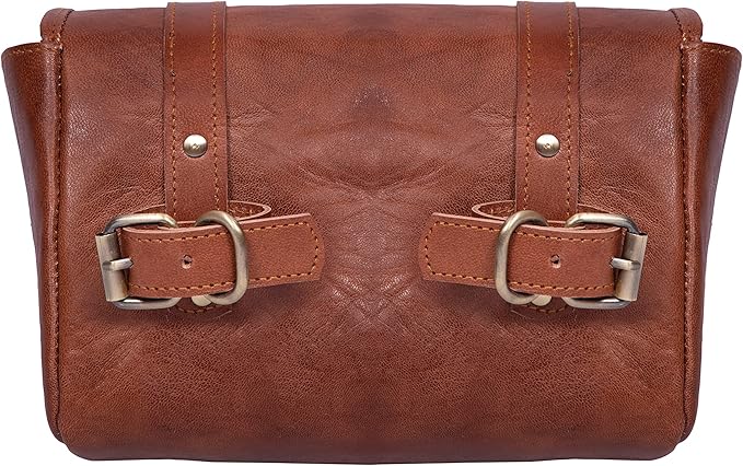 Genuine Leather Large Capacity Saddle Bag For Motorcycle Side Pouch Accessories Storage Panniers Motorbike Universal Handmade Saddlebags For Bike Commuters Handlebar Bicycle Brown Leather Tool Bag