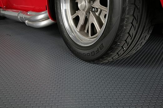 G-Floor Small Coin Pattern Vinyl Garage Flooring Mat (5' x 10', Slate Grey Color) - Versatile Protector Saves Your Floor from Spills and Dents