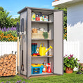 AECOJOY Resin Outdoor Storage Cabinet Waterproof with Adjustable Shelves, Vertical Tall Plastic Storage Shed with Reinforced Floor, All Weather Sheds & Outdoor Storage Clearance with Base for Outside