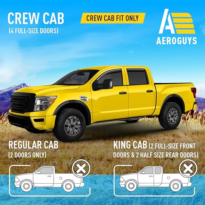 Extra Durable Window Deflectors in-Channel Window Visors Rain Guards Fit for Nissan Titan XD 2016-2025 Crew Cab, Sun Visors, Wind Vent for Shades, Exterior Car Accessories - 4pcs. AG0750